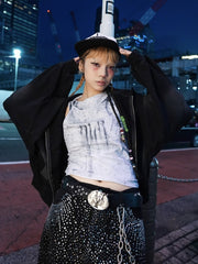 【NMTXU】rhinestone design zip parka / 【エヌエムティーエックスユー】ラインストーンデザインダブルジップパーカー