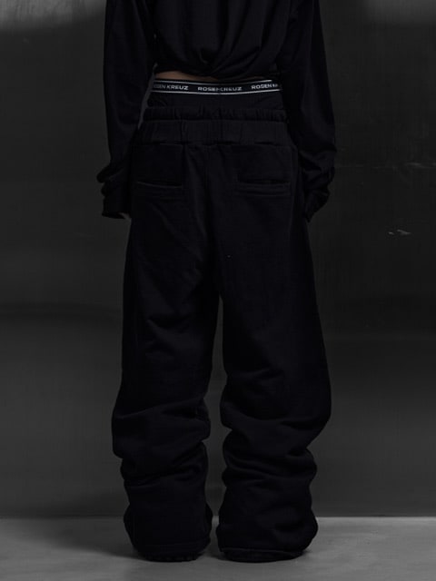 【Rosen Kreuz】EYELET EDGE Set-Up LAYERED SWEAT PANTS