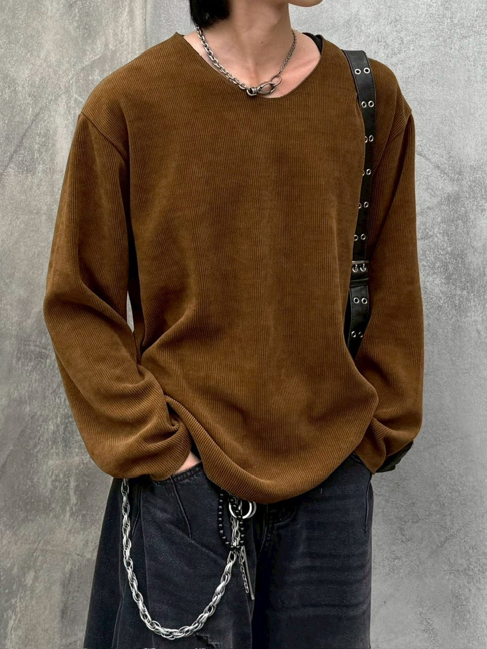 大阪店WEB限定受注制【Chikashitsu +】simple deck v neck knit / 【チカシツプラス】シンプルデッキブイネックニット (3color)