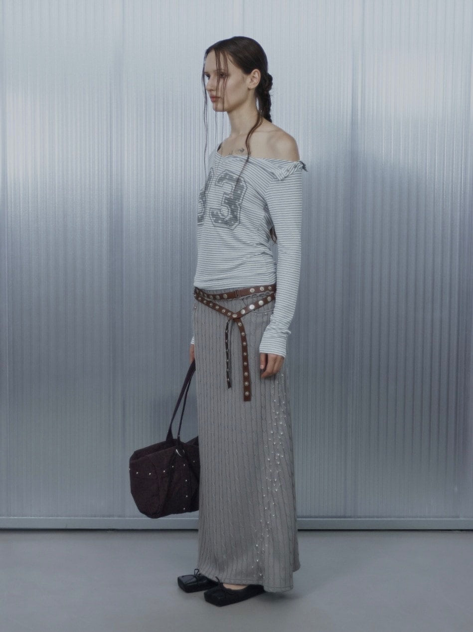 【SETUP‐EXE】33 STRIPE V-NECK TOP / 【セットアップエグゼ】33ストライプ長袖Ｖネック長袖Ｔシャツ