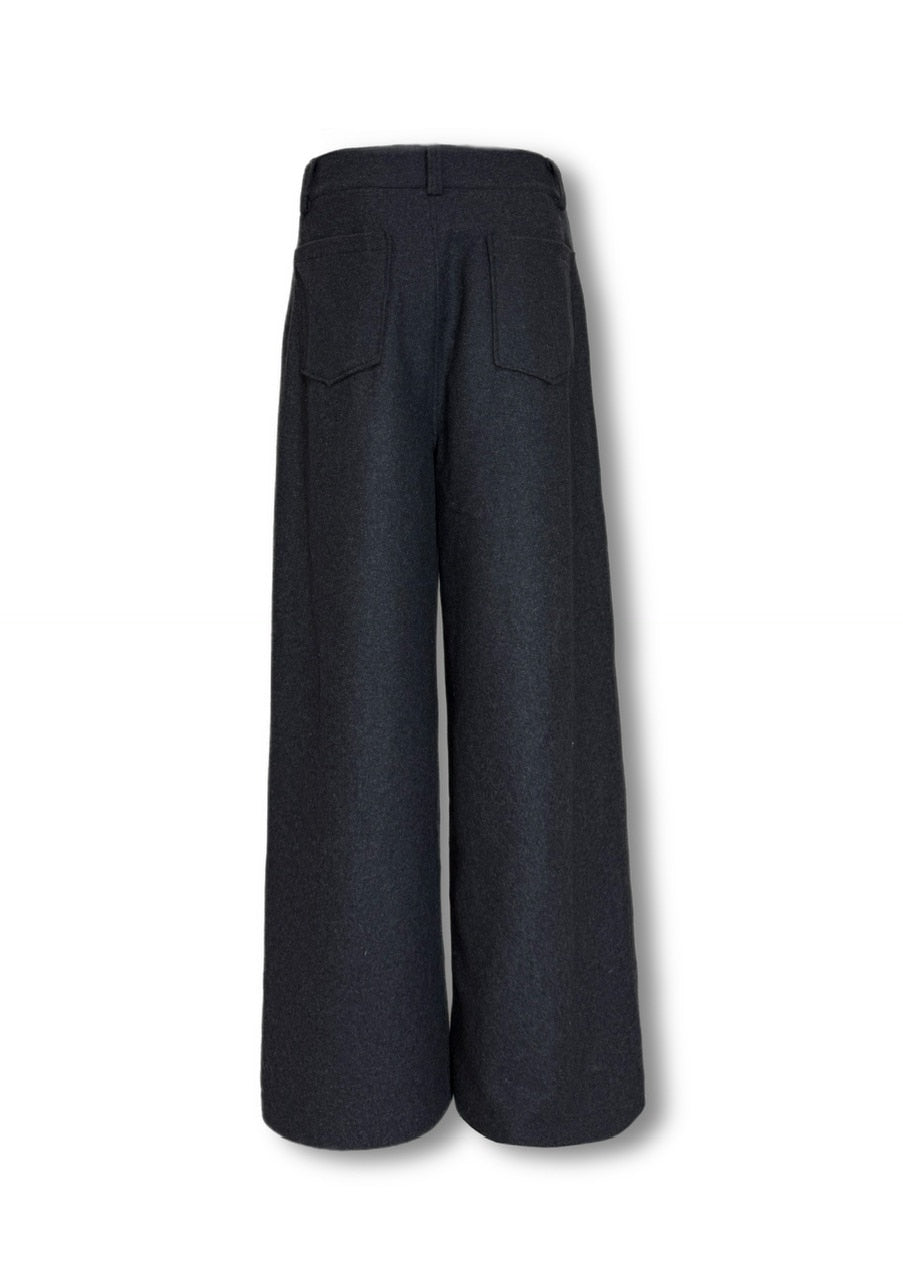 【CS】two tuck wool wide trousers