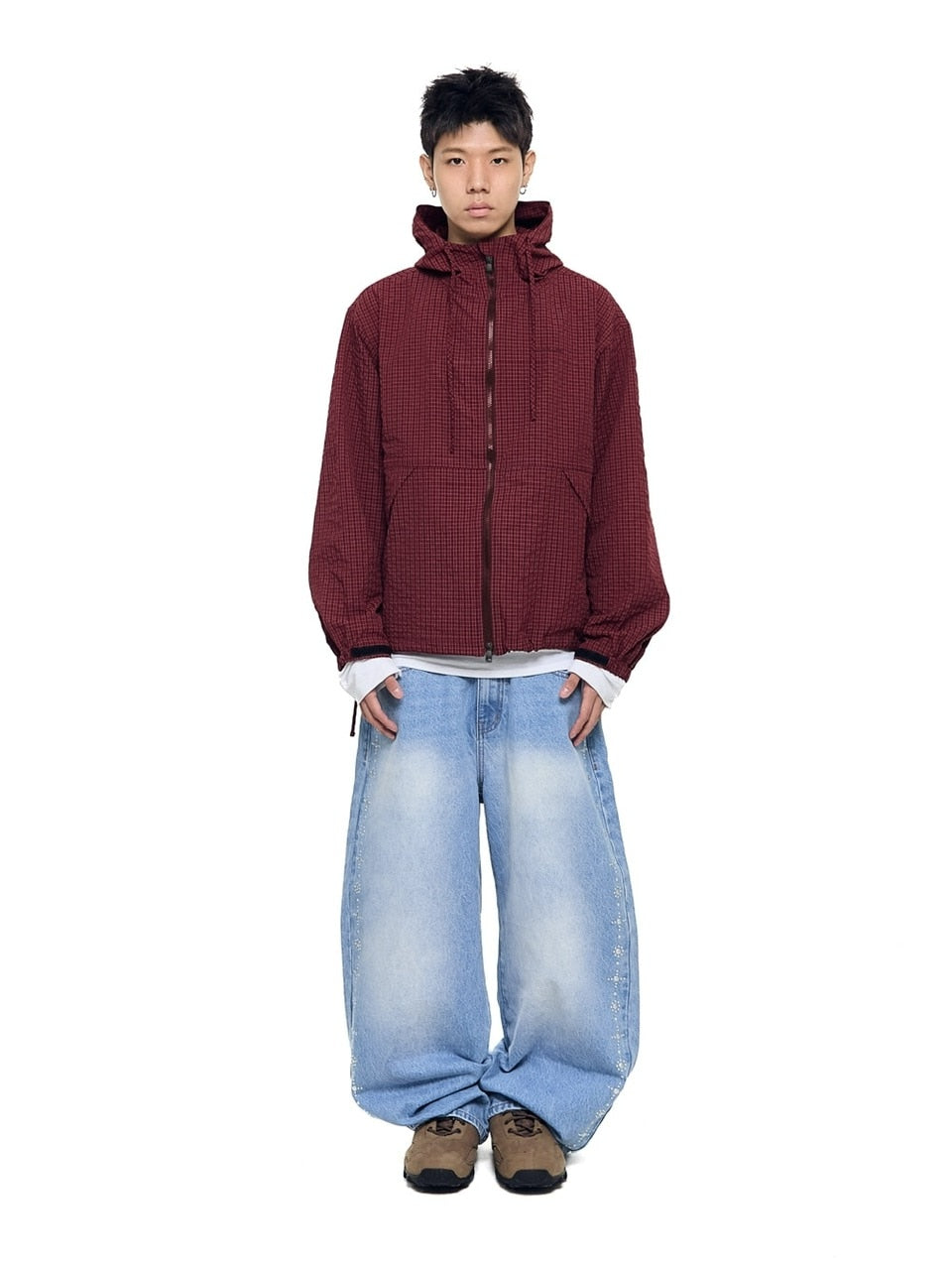 【AAKAM】Side Rhinestone Denim Pants