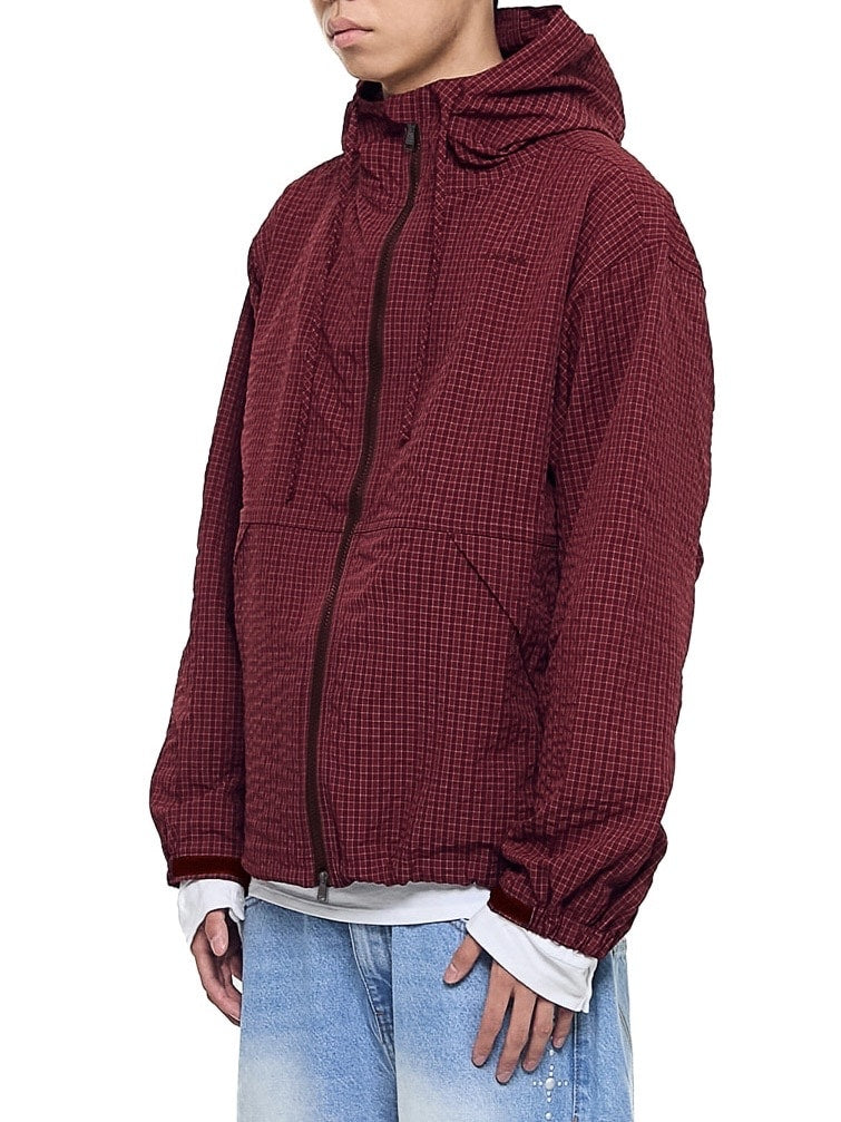 【AAKAM】Check Pattern Hooded Jacket