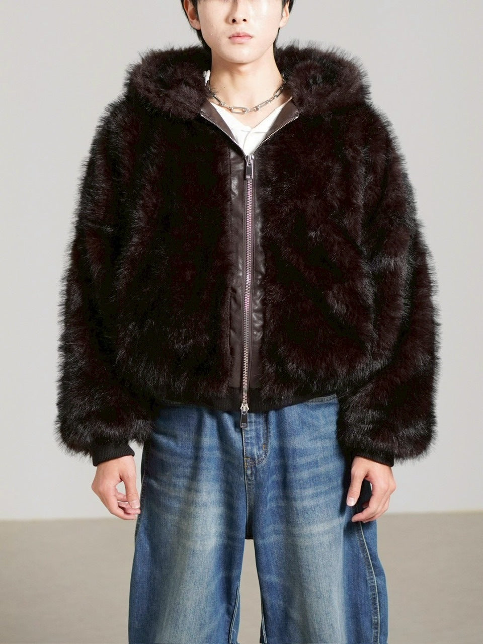 受注制【Chikashitsu +】oversized hooded fur blouson / 【チカシツプラス】オーバーサイズフーデッドファーブルゾン (4color)