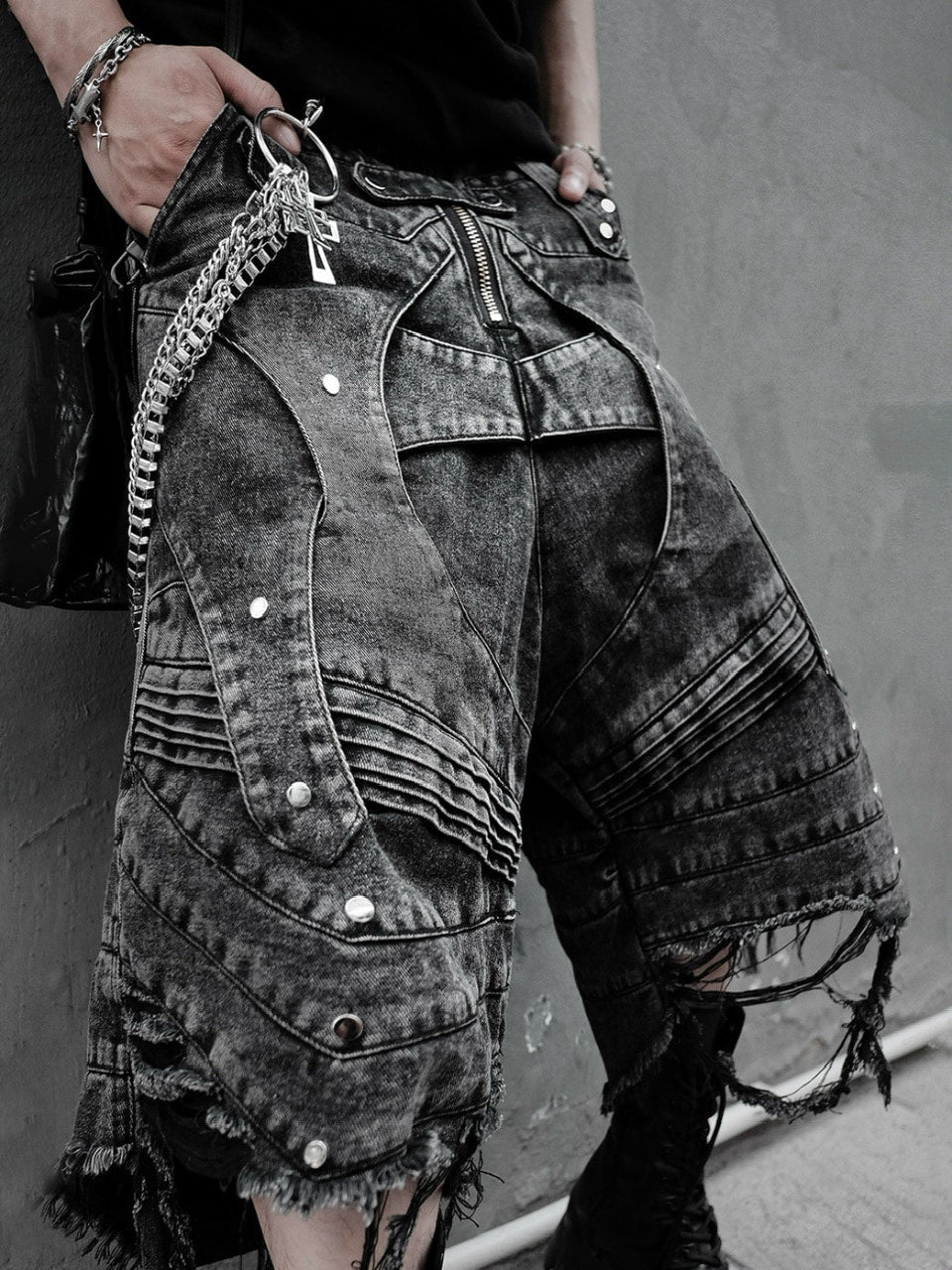 RICH】Knight Wide Waxed Short Pants/ 【リッチ】デザインデニム