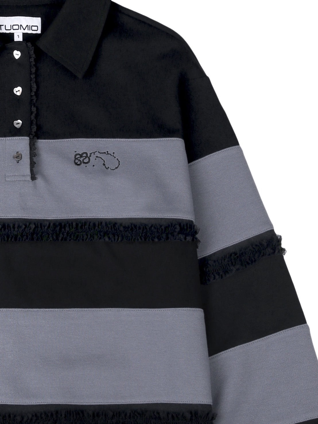 【TUOMIO】RUFFLE POLO TOP / 【トゥオミオ】ラッフル長袖ポロシャツ