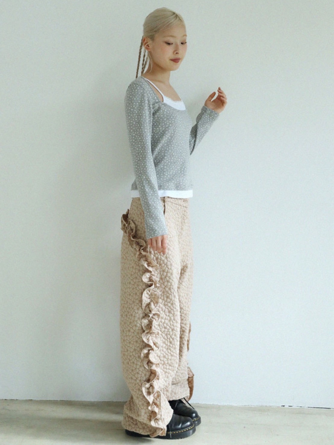 12/21 20:00 再販【Uglyshadow】FLOWER LAYERED T-SHIRT