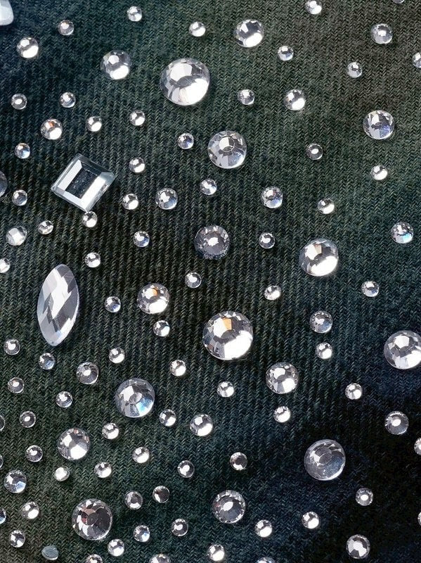 【The Boy Has No Patience】Saint Irregular Hot Diamond Plaid Shirt / 【ザボーイハズノーペーシェンス】ラインストーングラデーション長袖チェックシャツ