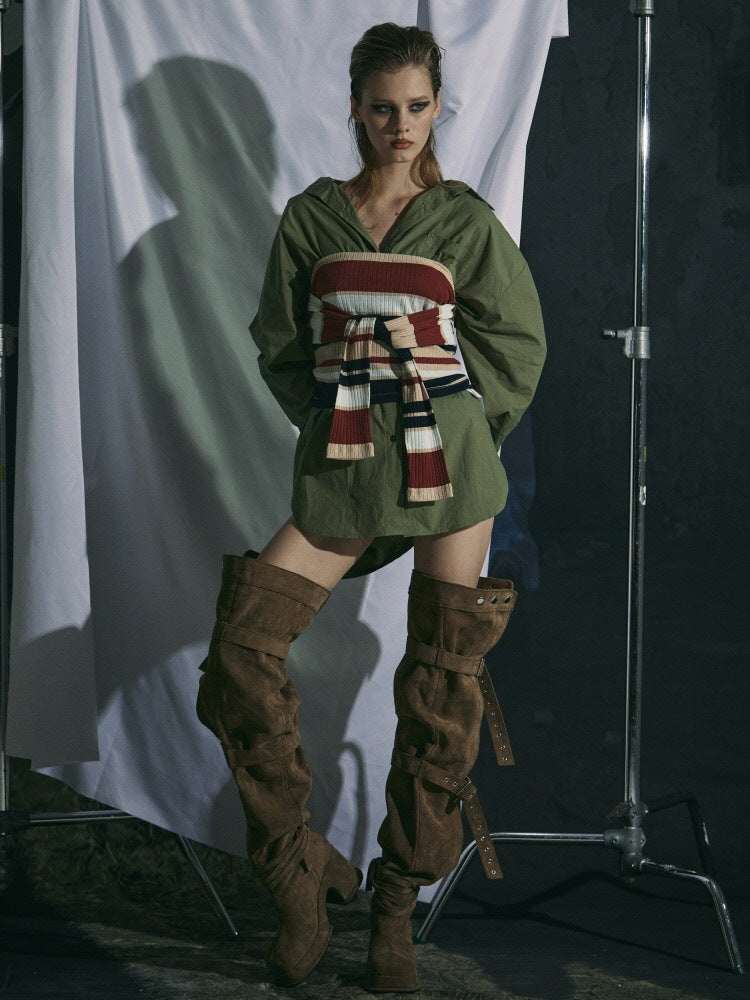 【GATELESS】BELT BUCKLE LOOSE LONG BOOTS / 【ゲートレス】ベルトバックルルーズロングブーツ