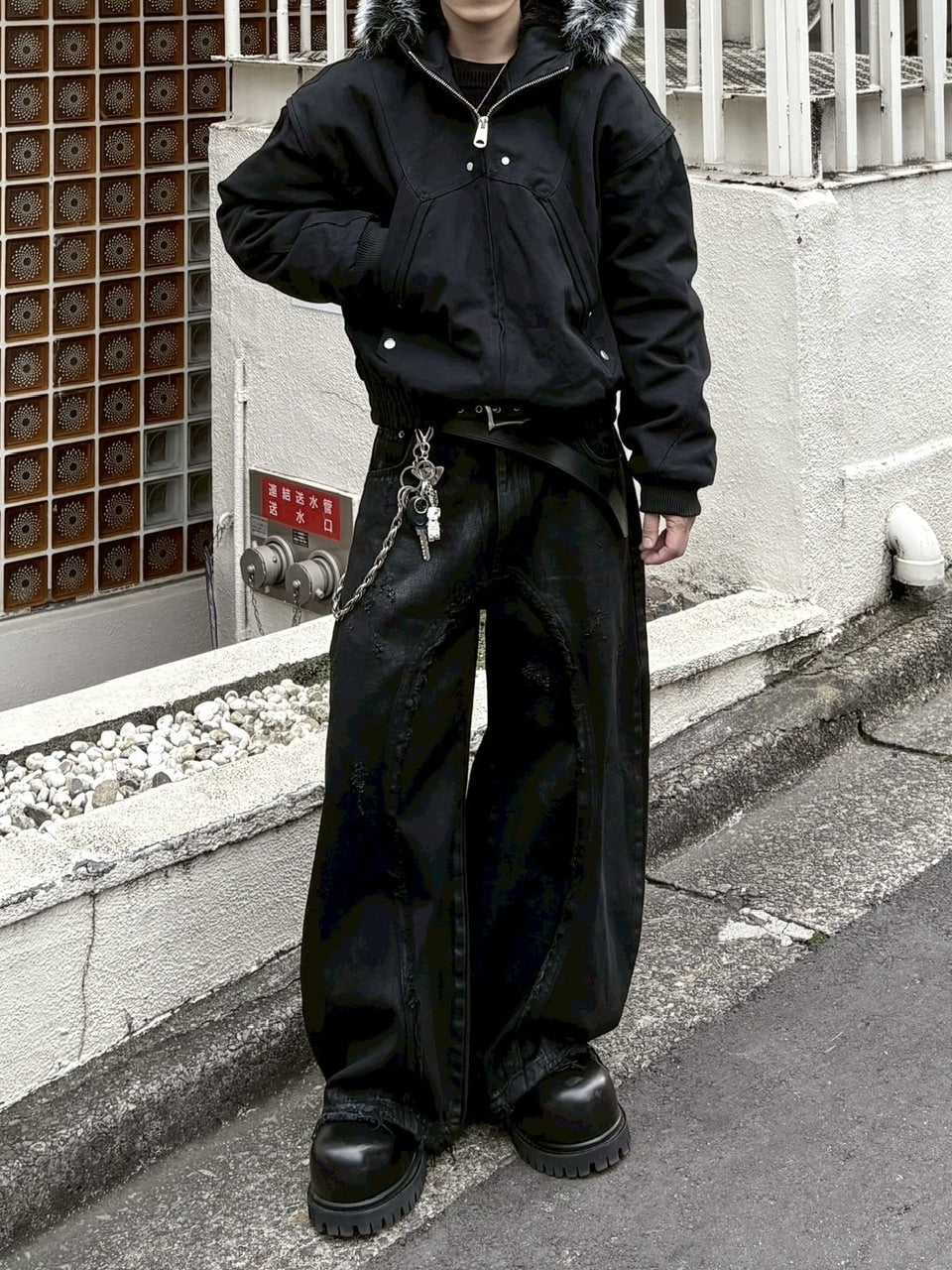 【youll】cropped fur hooded blouson