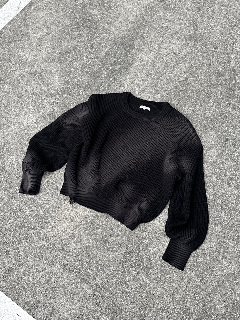 【CHIKASHITSU PLUS HIGH】Cropped spray dyeing knit