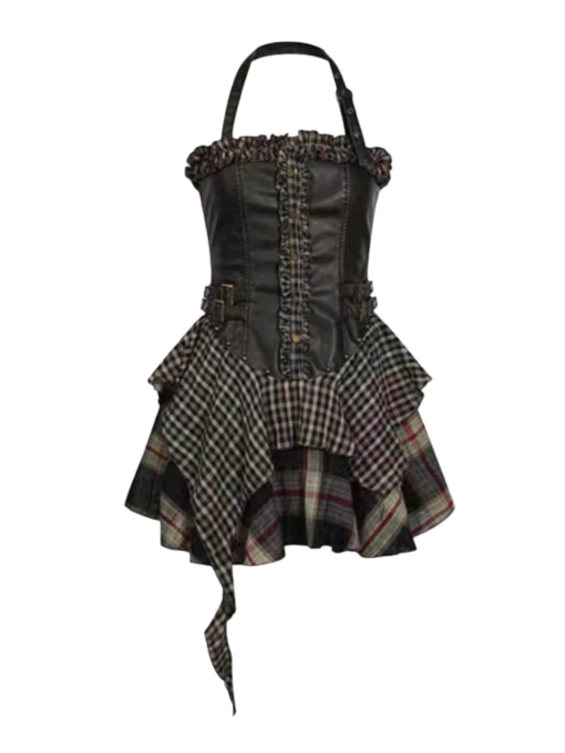 【Cest Nous】Belted Halter Dress / 【セヌー】ベルトホルターフリルワンピース