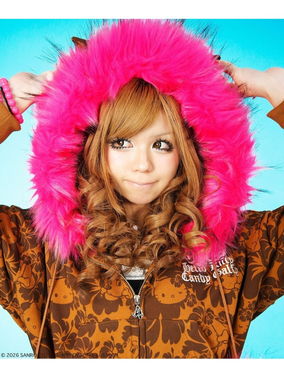 【GALFY×KITTY】鬼ギャルパーカー / 【ガルフィー×キティー】総柄猫耳ファー付きジップアップパーカー