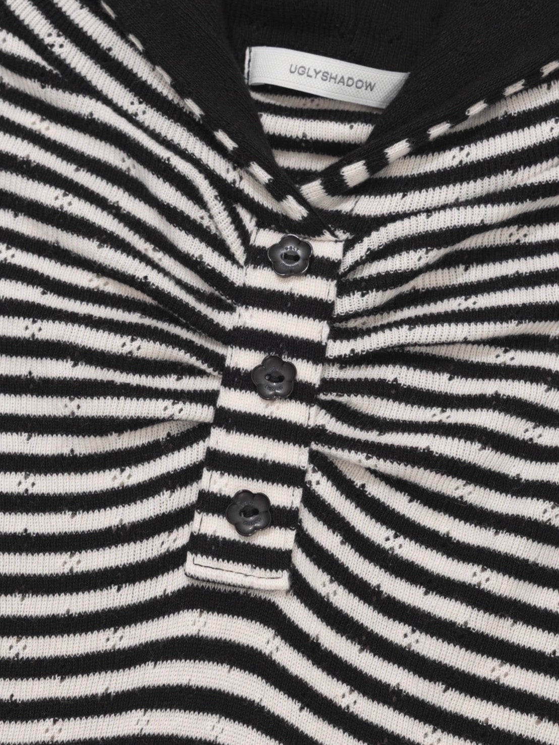 12/21 20:00 発売【Uglyshadow】STRIPE SHIRRING LAYERED HOODIE