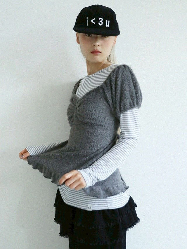 12/21 20:00 発売【Uglyshadow】SOFT SHIRRING T-SHIRT