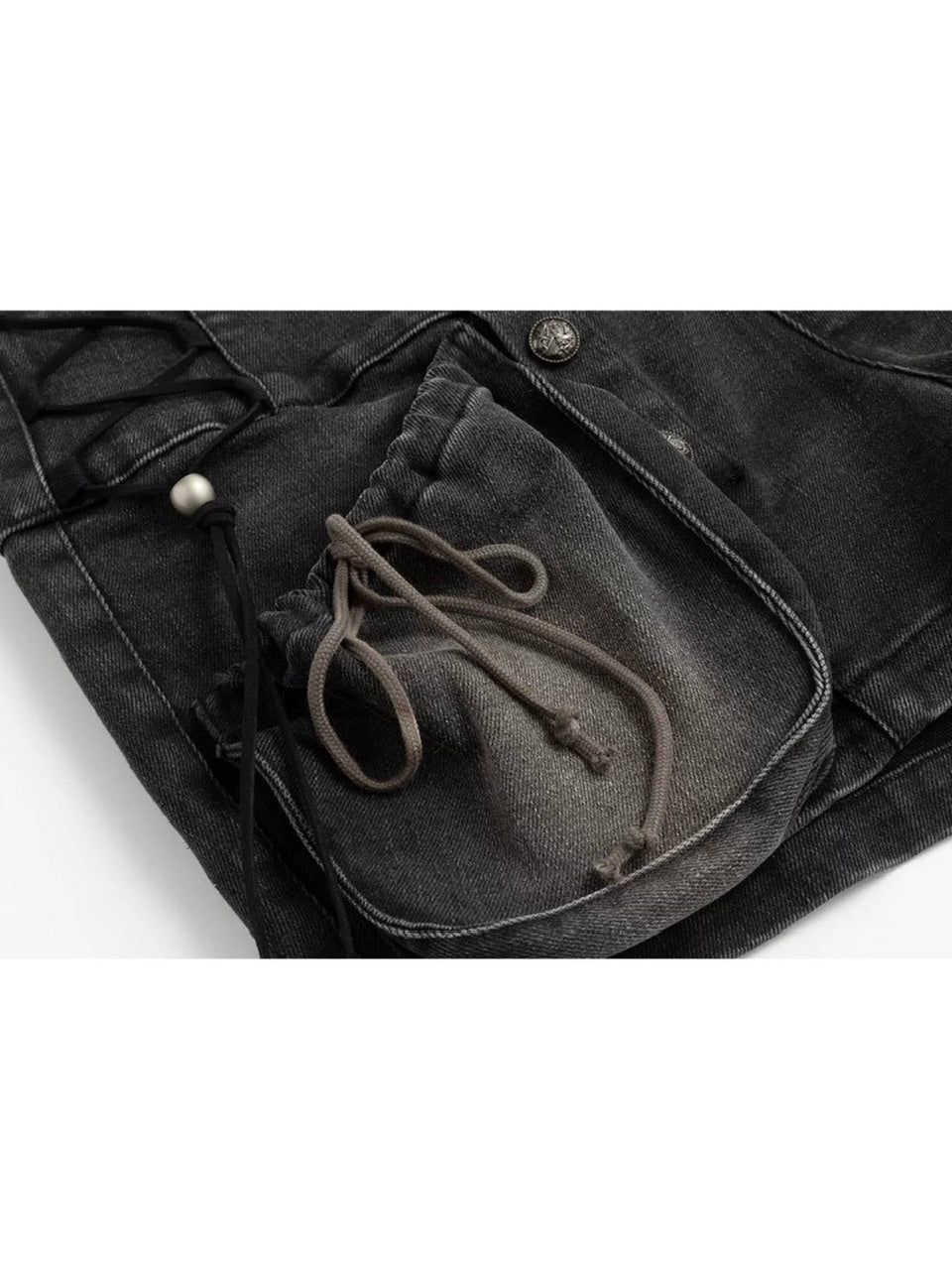 【Cest Nous】Bloom-style denim shorts / 【セヌー】レースアップリベットショートデニムパンツ