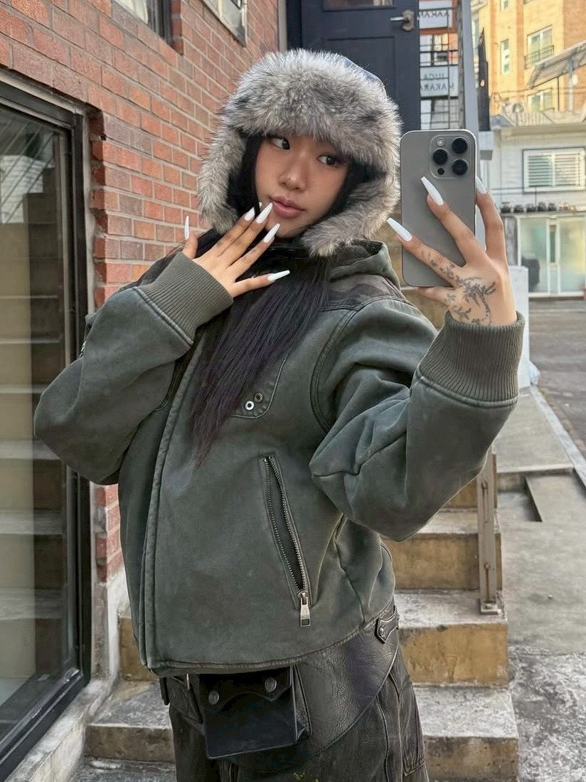 【AAKAM】Biker Leather Earflap Hat