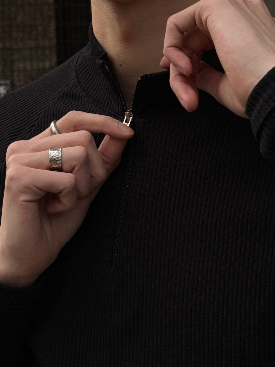 大阪店WEB限定受注制【Chikashitsu＋】mockneck zip long sleeve / 【チカシツプラス】モックネックジップ長袖Tシャツ (3color)