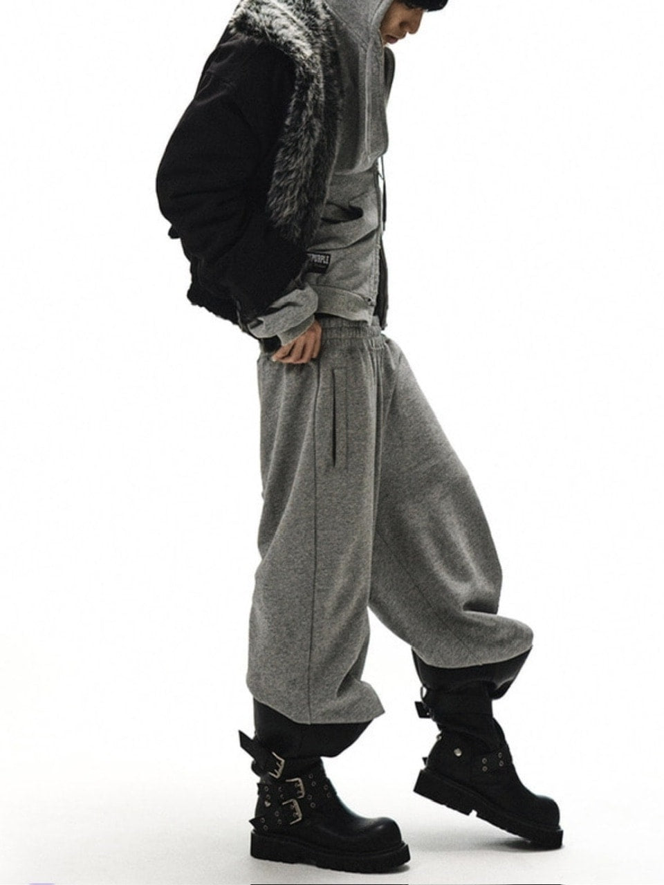 【BLACK PURPLE】Shadow Loop Zip-Up Hoodie