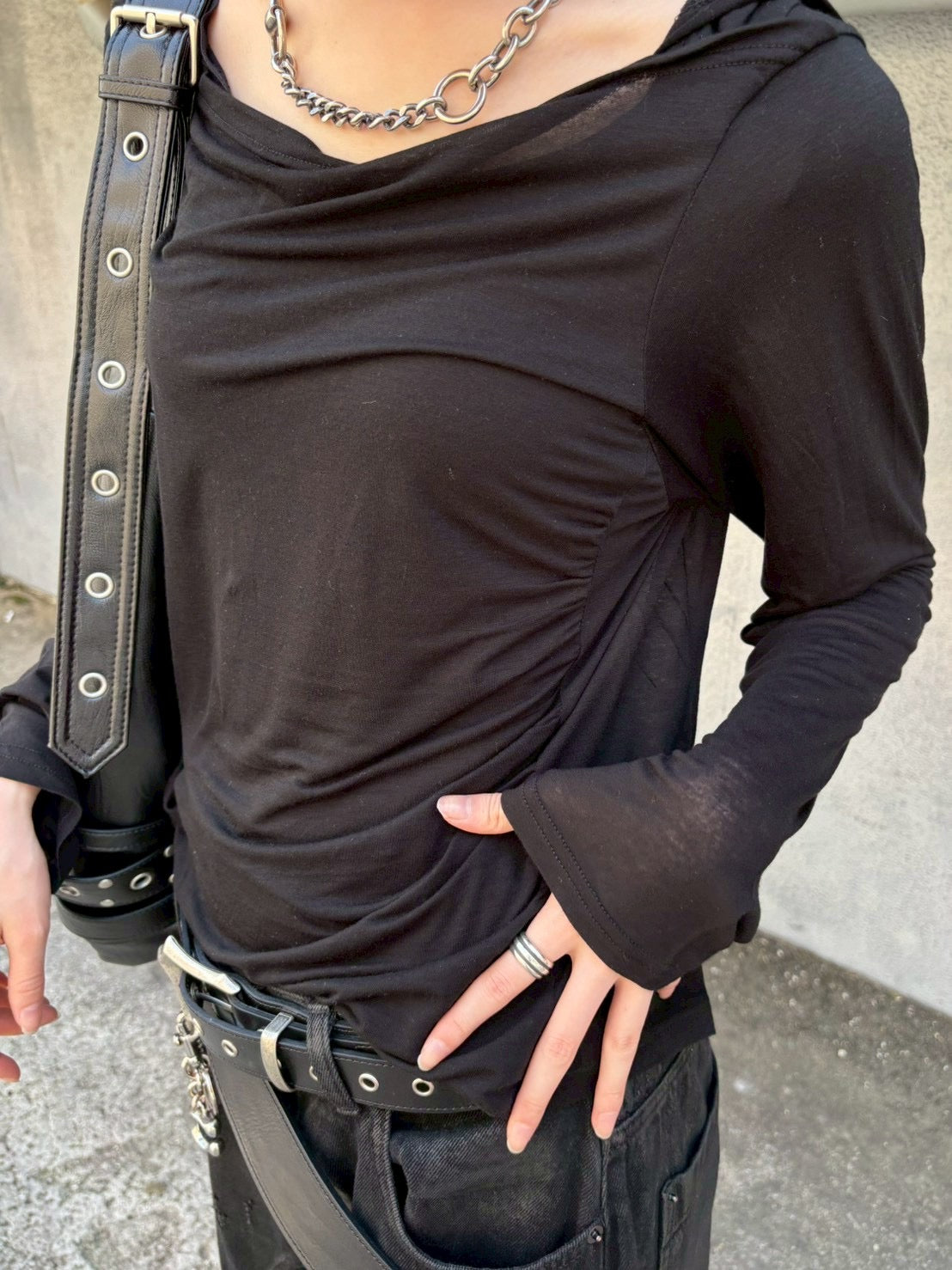 受注制【nmtc+】drape sheer hoodie (2color)