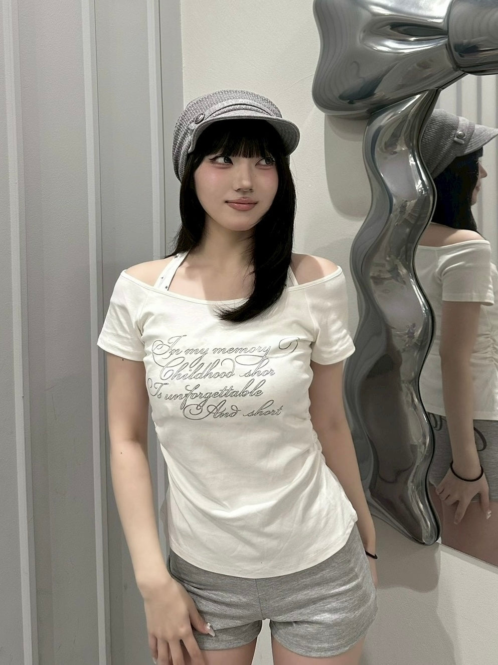 【nmtc+】Bijou Halter Layered Tee (3color)