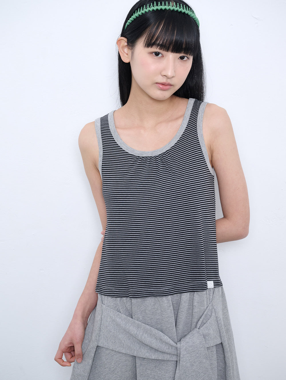 6/8 21:00発売【TUOMIO】STRIPE TIE DRESS