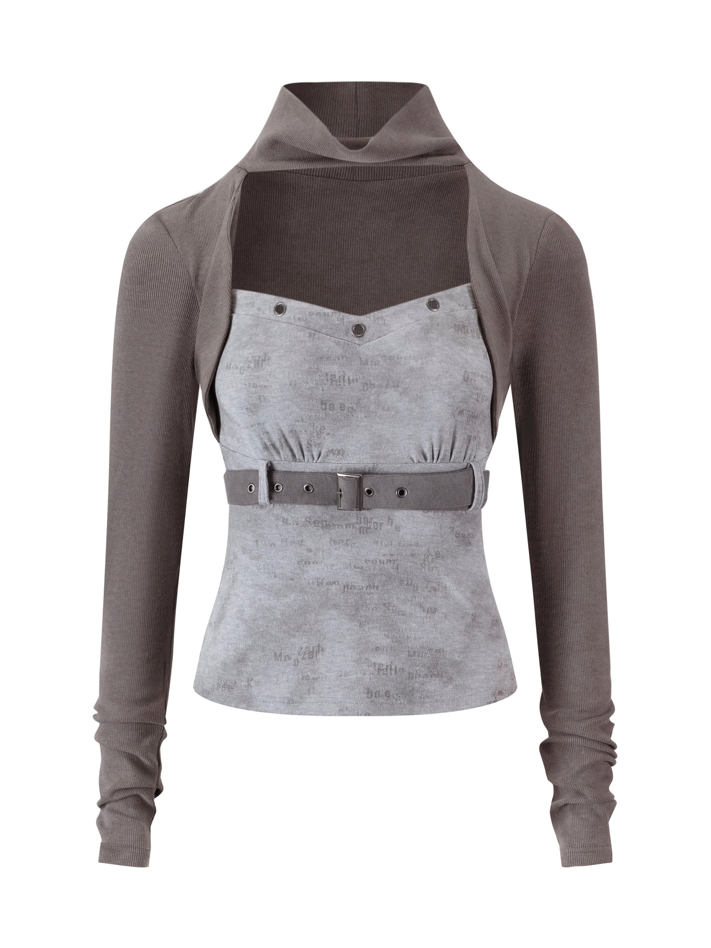 【Cest Nous】Gray Cowl Neck 
Top
