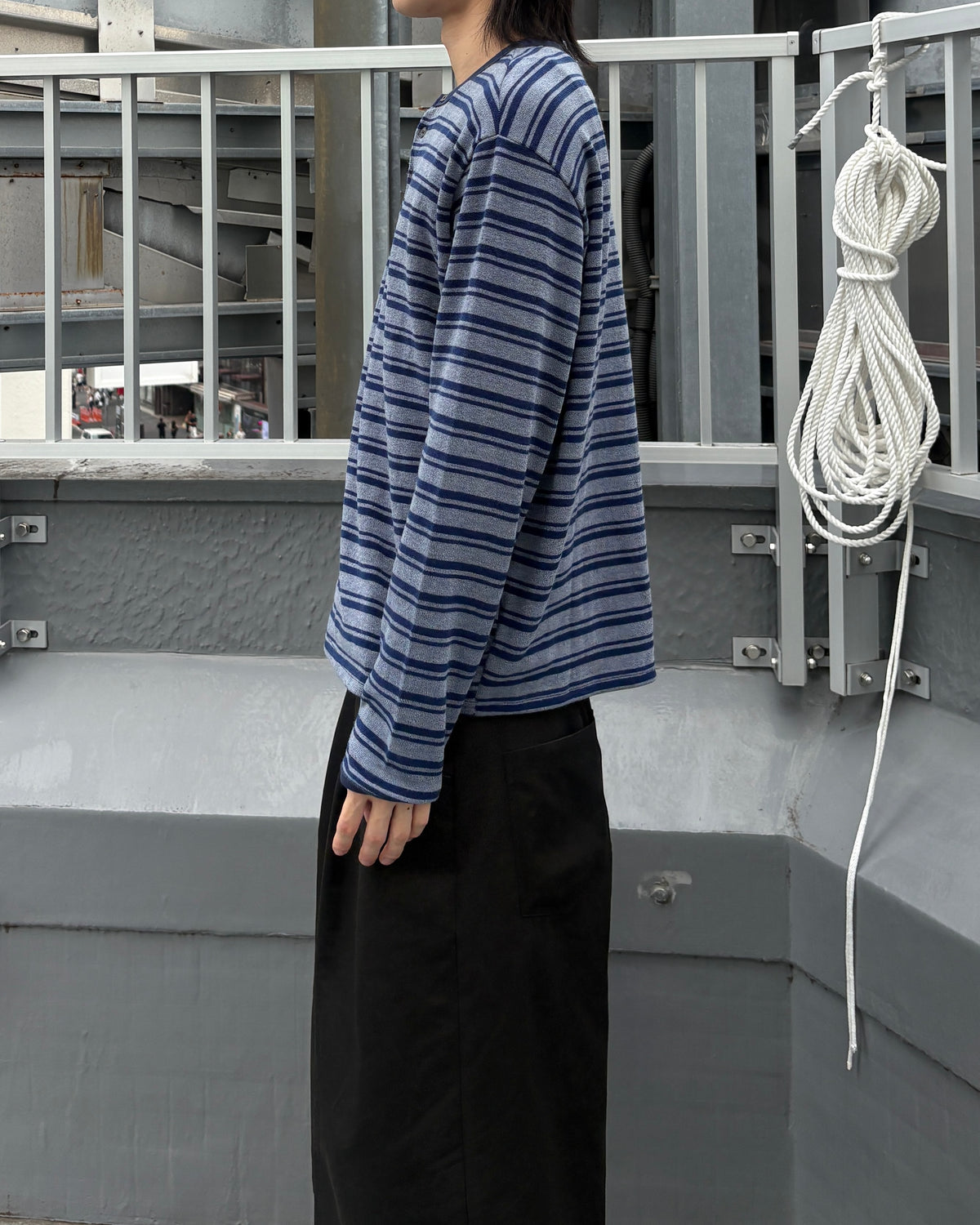 【youll】Asymmetry border henley long sleeve (3color)