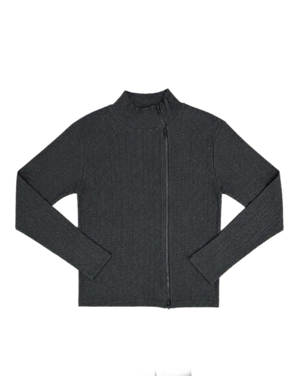 受注制【nmtc+】Ribbed high neck zip-up top (2color)