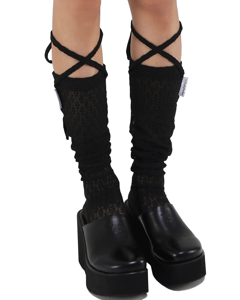 12/21 20:00 再販【Uglyshadow】LACE LONG SOCKS (5color)