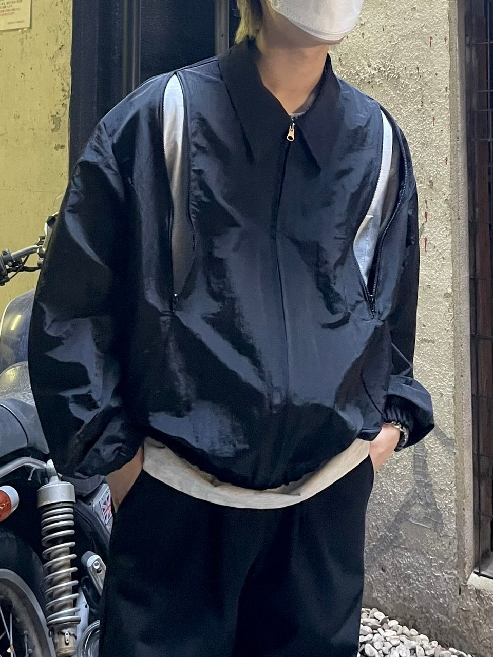 受注制【Chikashitsu +】shoulder slit design blouson (3color)