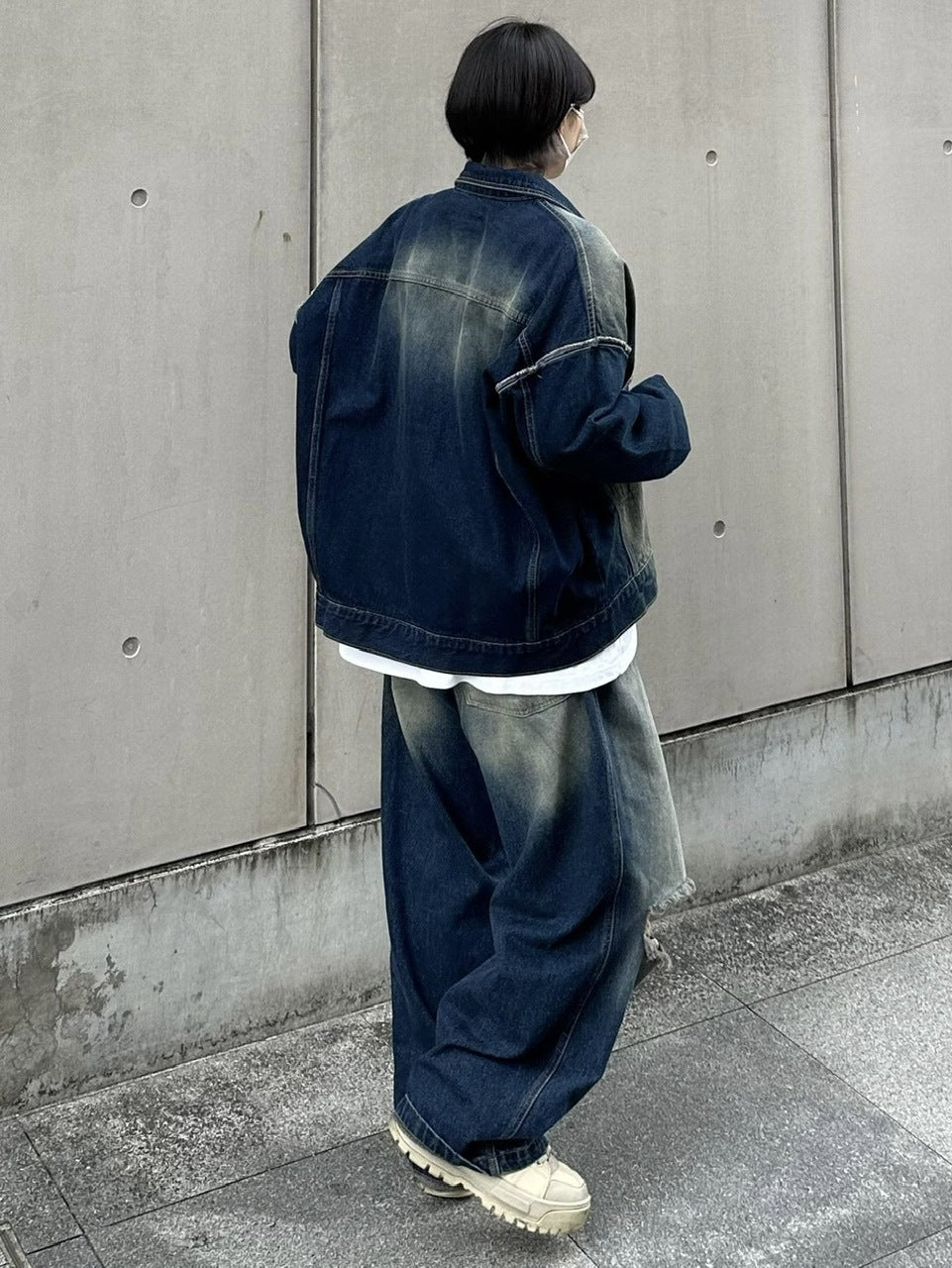受注制【Chikashitsu +】vintage wash denim jacket (2color