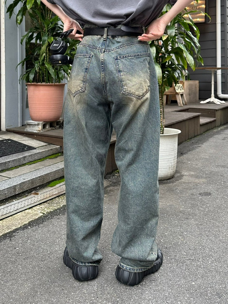 受注制【Chikashitsu +】vintage wash semi wide denim pants / 【チカシツプラス】ヴィンテージウォッシュセミワイドデニムパンツ