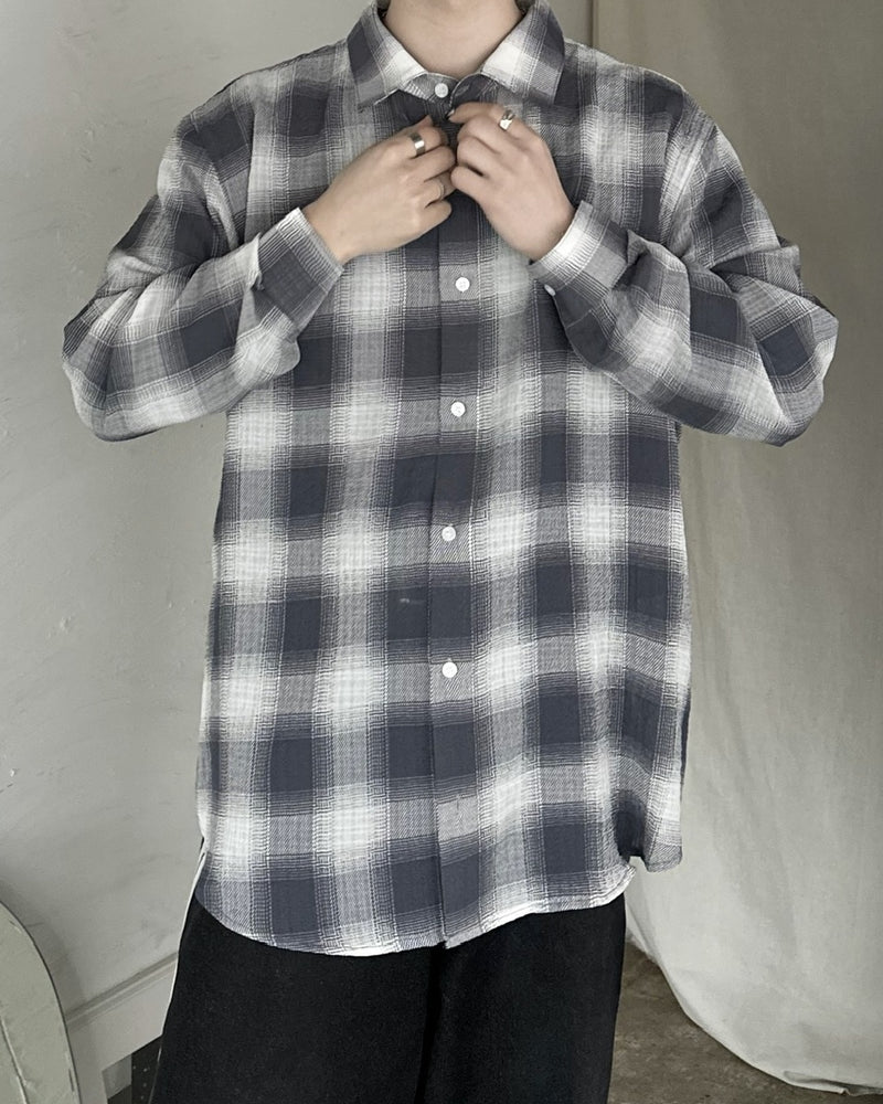 大阪店WEB限定受注制【Chikashitsu +】over fit shadow check shirt (3color)