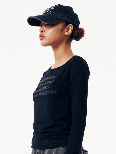 【runningHIGH】LETTERING SLIM L/S TEE / 【ランニングハイ】レタリングスリム長袖Ｔシャツ