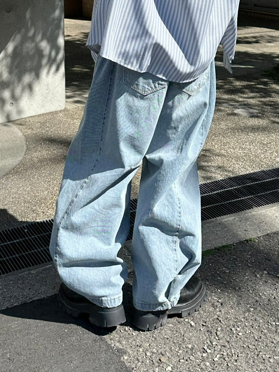 【Chikashitsu +】snap button denim pants (2color)