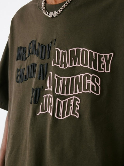 【MR. ENJOY DA MONEY】Cutting font short sleeves