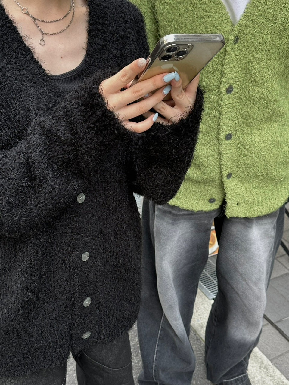 受注制【Chikashitsu +】bookle hairly cardigan (3color) / 【チカシツプラス】バックルヘアリー長袖カーディガン