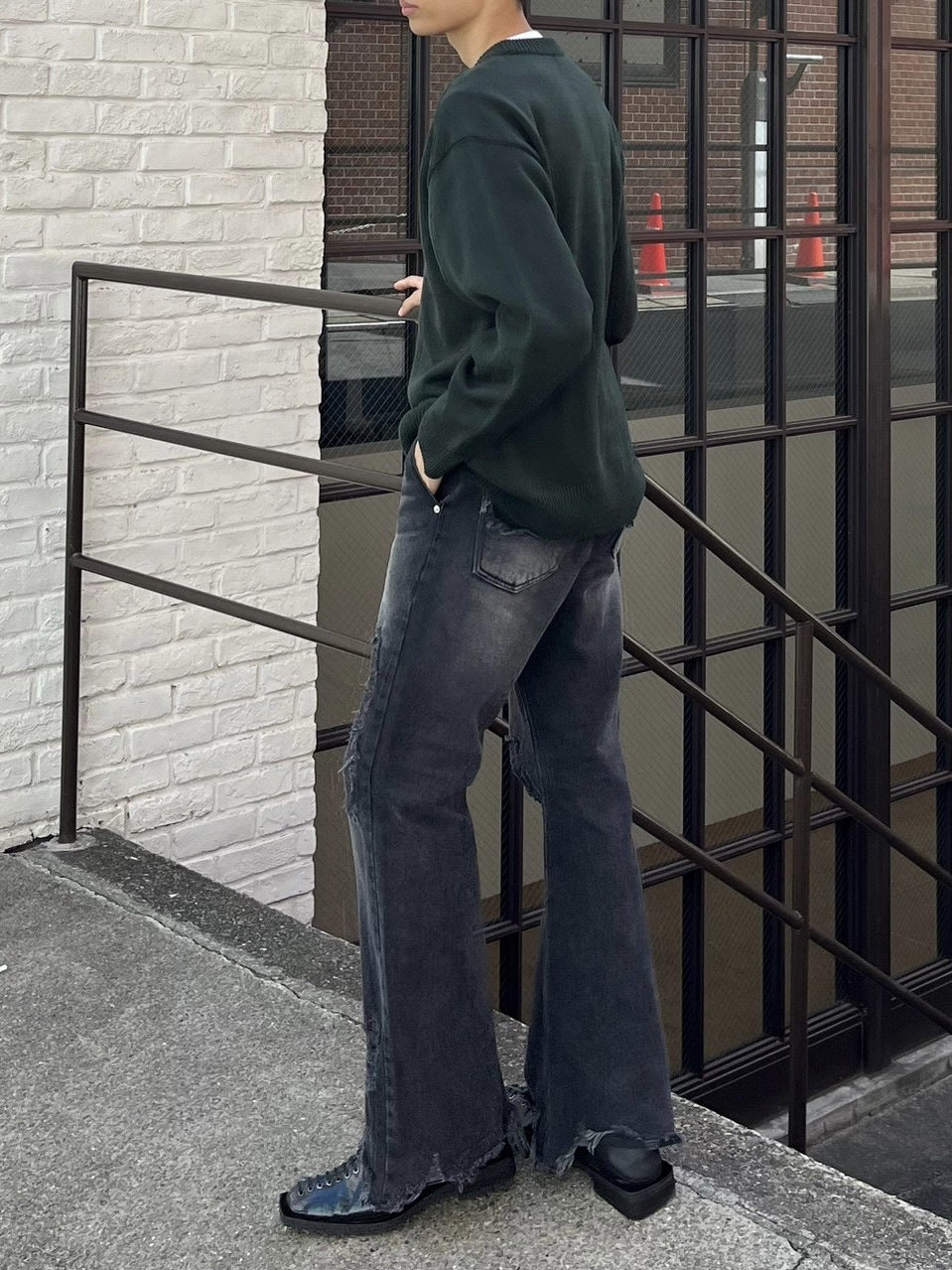 受注制【Chikashitsu +】shoulder slit knit (4color)