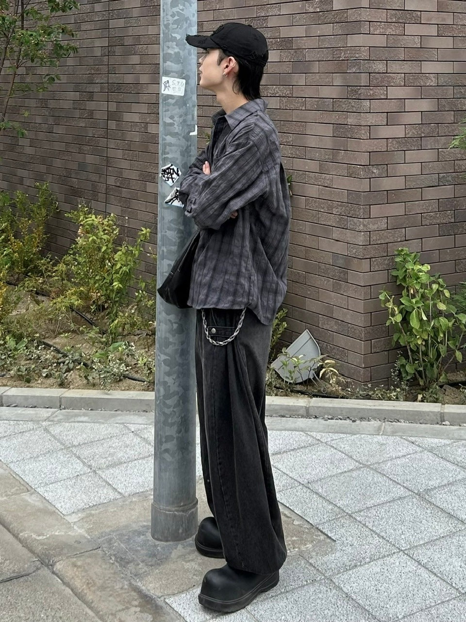 大阪店WEB限定受注制【Chikashitsu +】linen check shirt (3color)