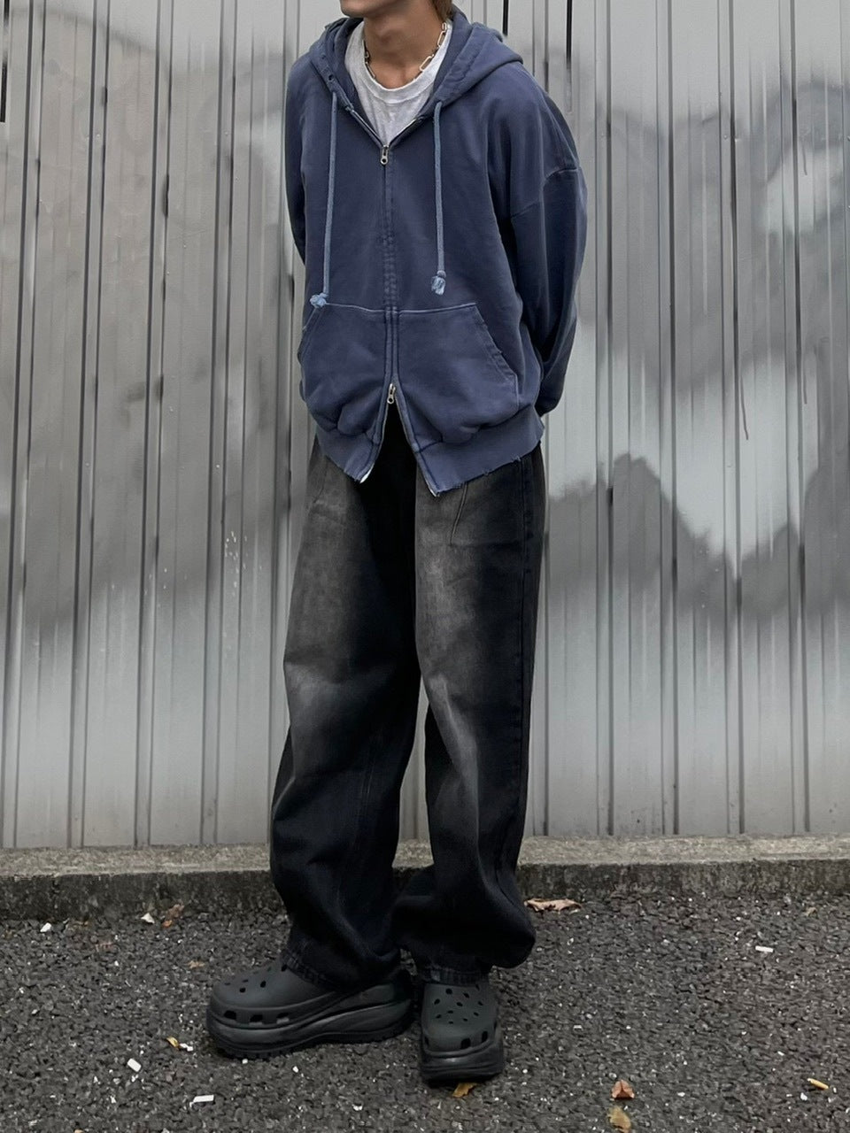 大阪店WEB限定受注制【Chikashitsu +】washing wide denim pants (2color)