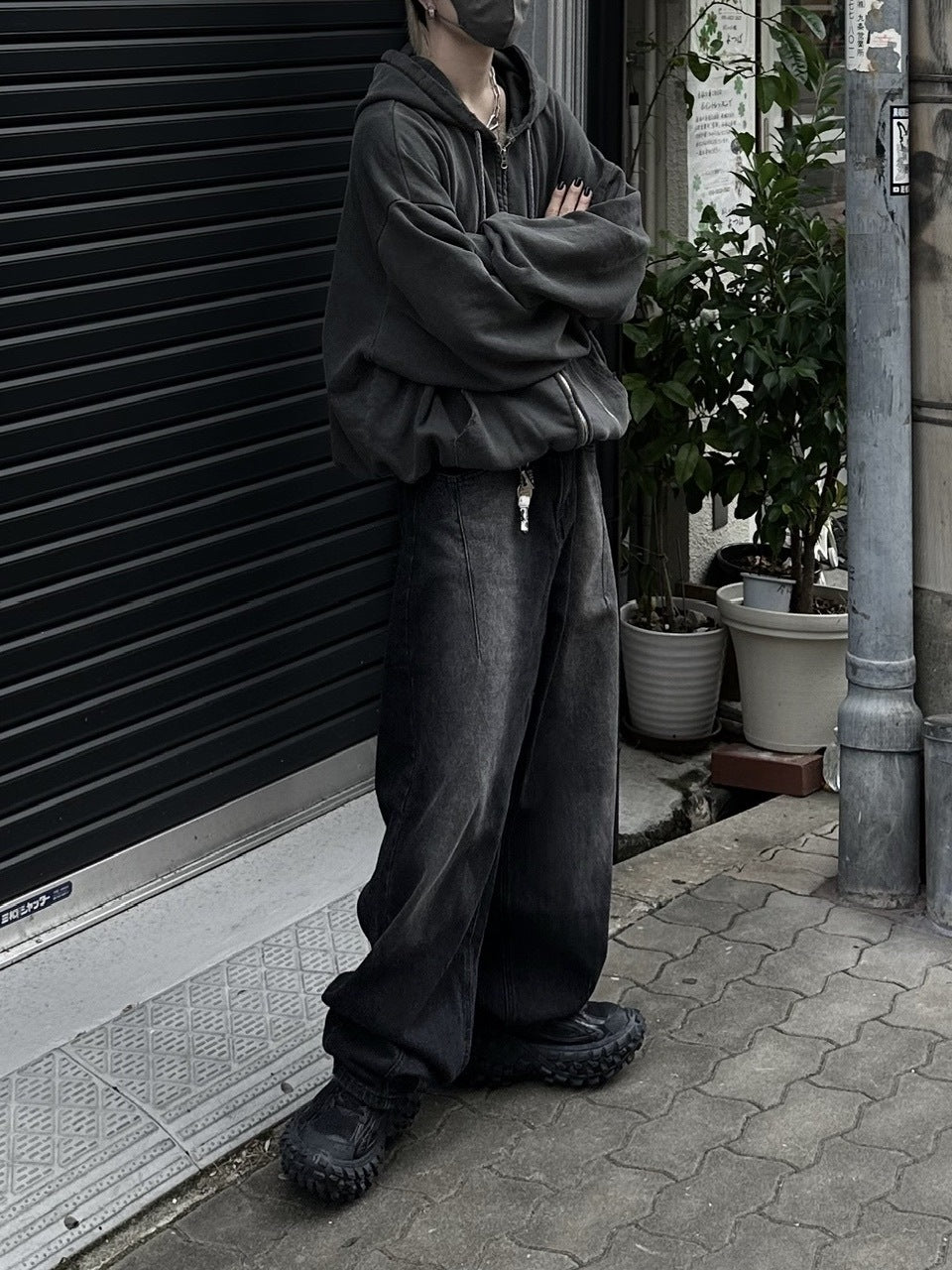 大阪店WEB限定受注制【Chikashitsu +】damage zip up hoodie (3color) / 【チカシツプラス】ダメージ長袖ジップアップパーカー