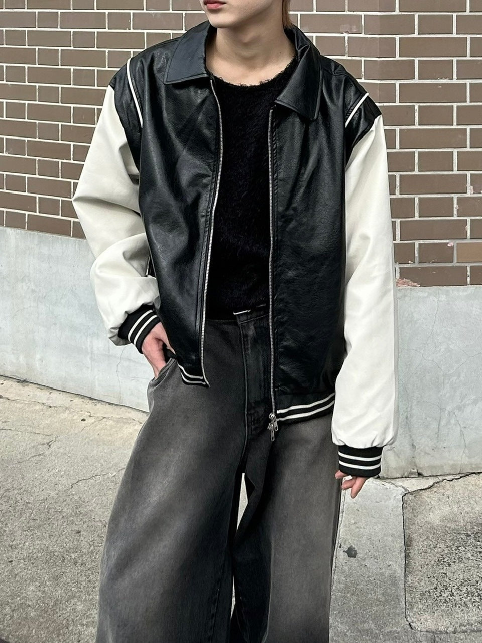 受注制【Chikashitsu +】leather piping jacket (2color)