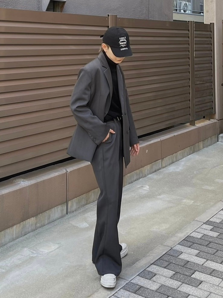 【Chikashitsu +】set up center press flare slacks (2color)