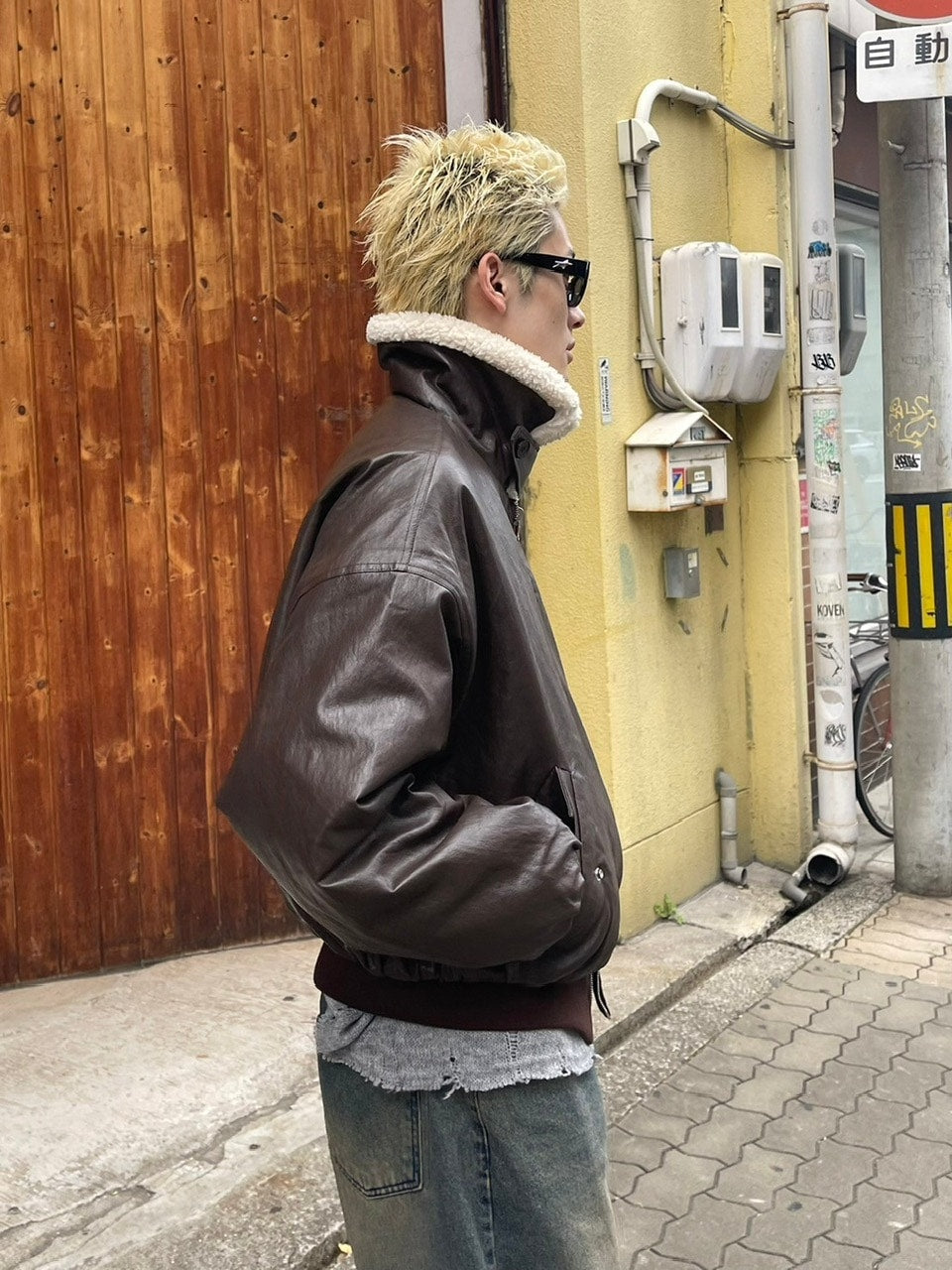 Chikashitsu +】leather bomber mustang jacket (2color) – PRESSING