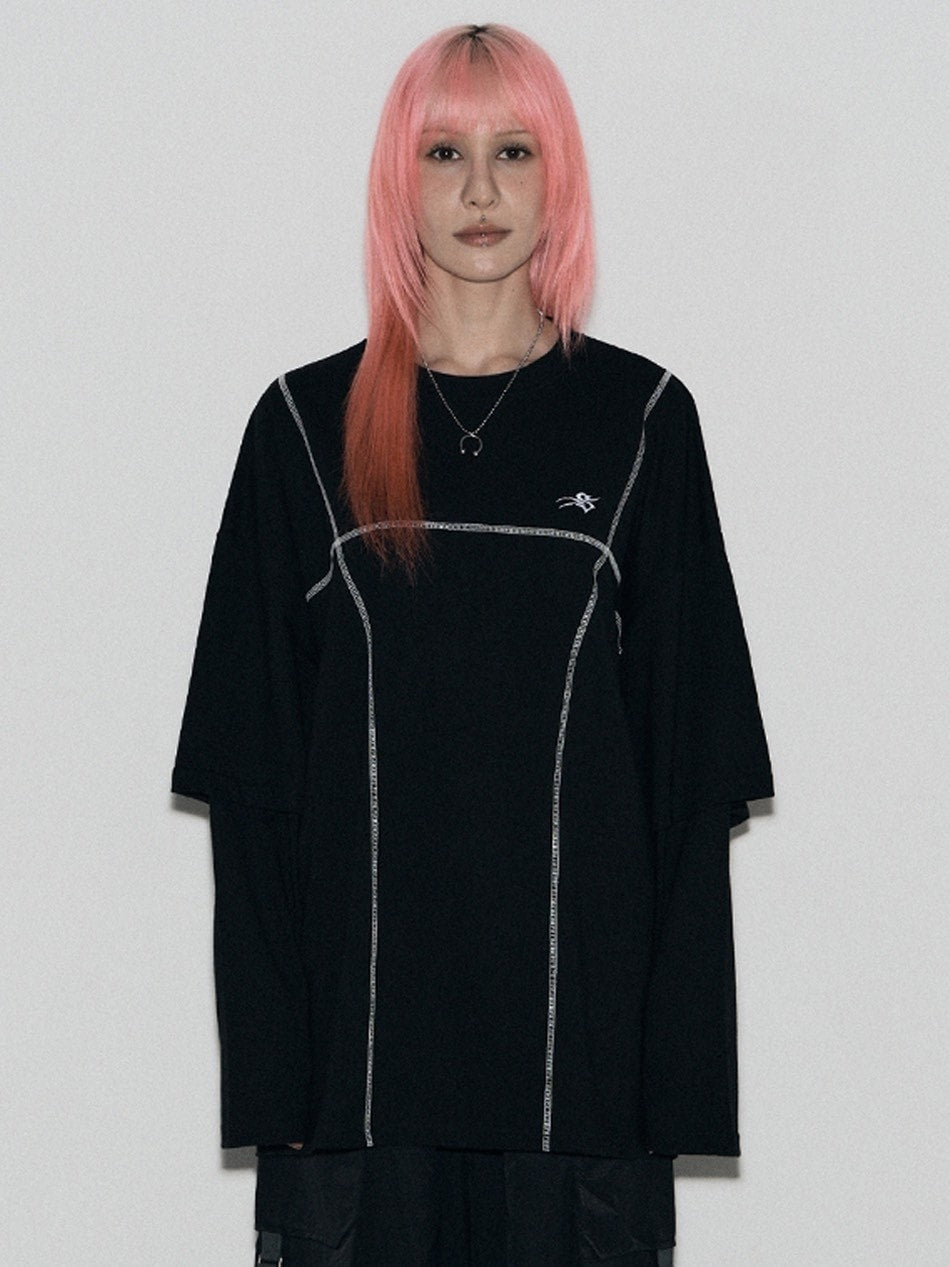 【SETUP‐EXE】LAYERD SLEEVE STITCH T-SHIRT