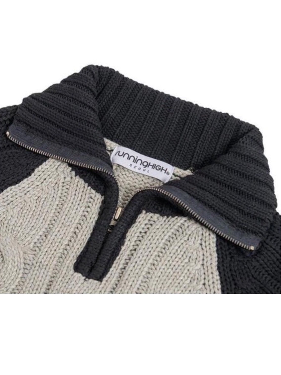 【runningHIGH】COLOR BLOCK TURTLENECK ZIP UP KNIT PULLOVER