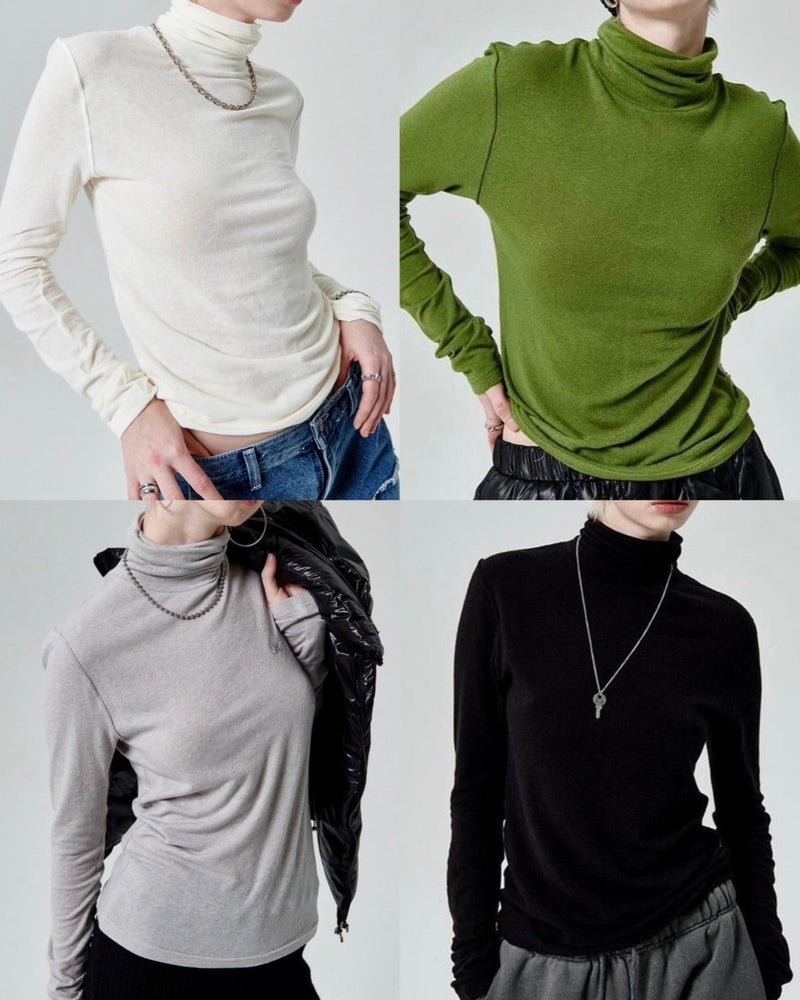 【runningHIGH】ANGORA GAUZE TURTLENECK TOP