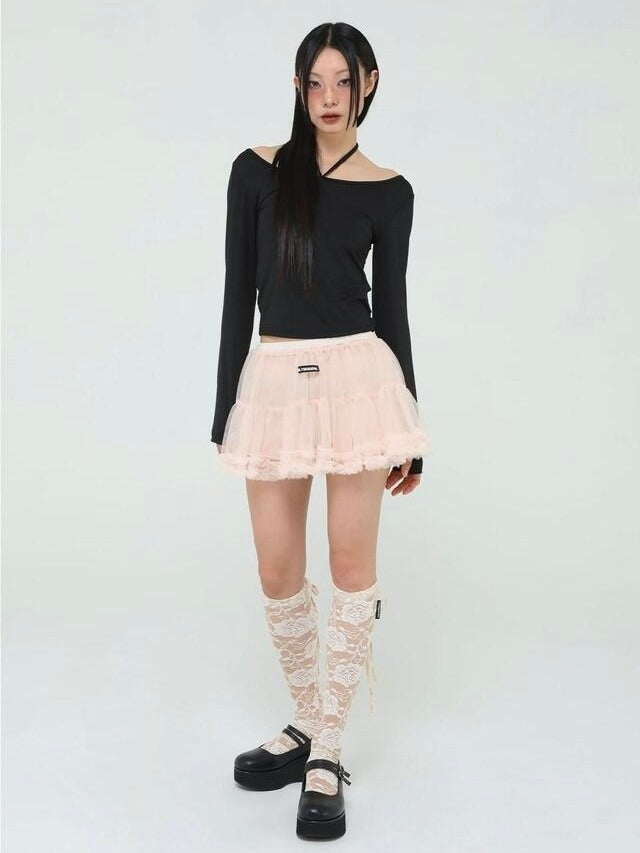 【Uglyshadow】MESH FRILL CANCAN SKIRT