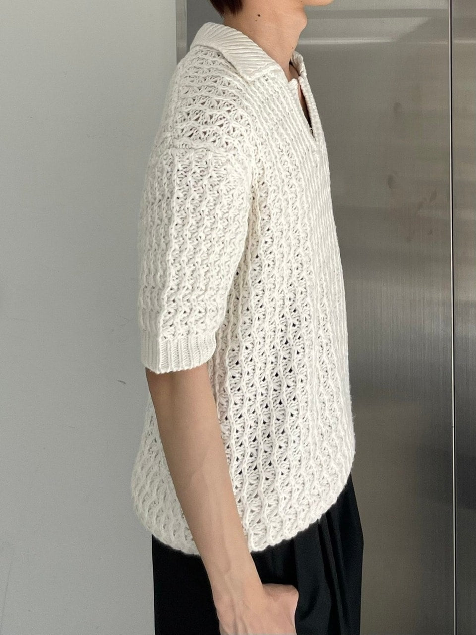 東京店WEB限定受注制【Chikashitsu +】skipper mesh knit polo (3color)